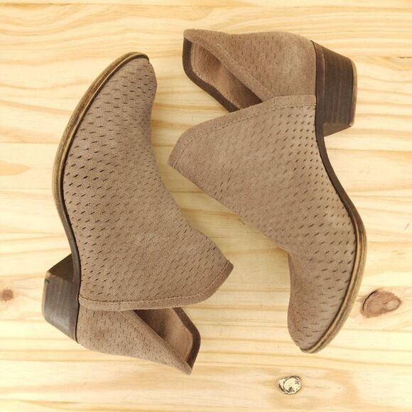 Lucky Brand Women's Ankle Boots Sz 6 Brown Suede Slip On Western Boho Booties - Picture 5 of 9